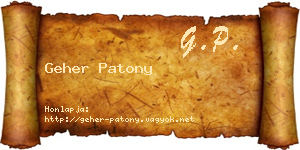 Geher Patony névjegykártya